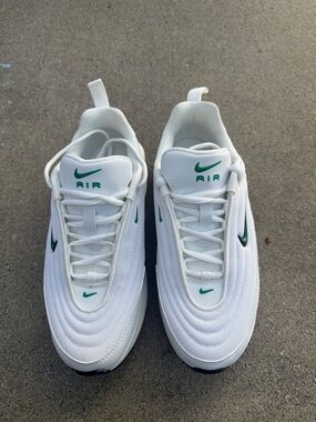Nike Air Portal White Sneakers with Green Swoosh Accents